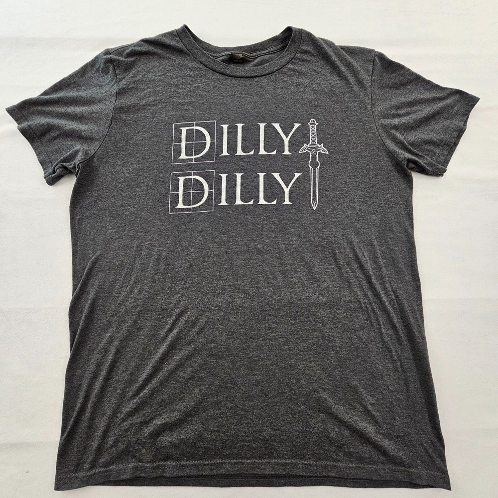 Dilly Dilly Gray Short Sleeve Cotton Blend T-Shirt Men's L